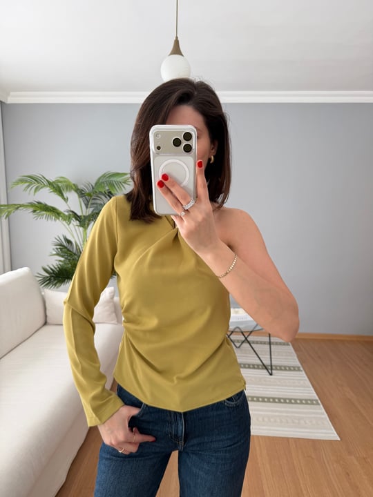 Tiffany Yağ Yeşili Bluz