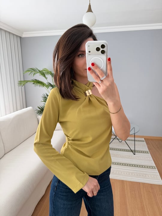 Tiffany Yağ Yeşili Bluz