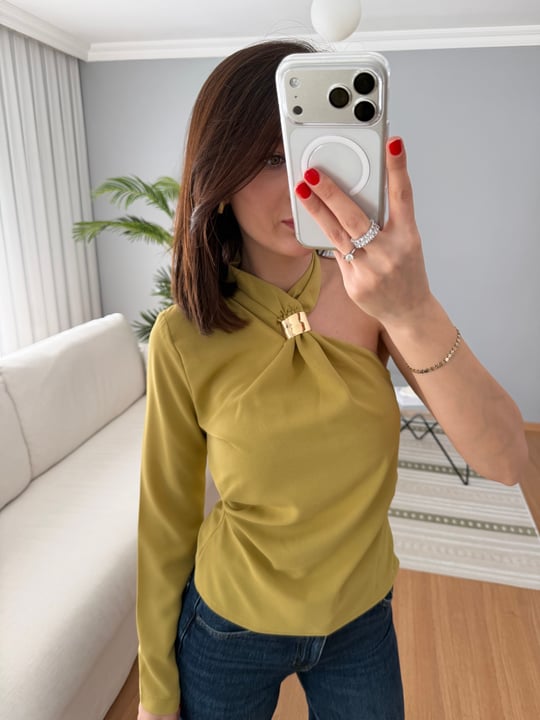 Tiffany Yağ Yeşili Bluz