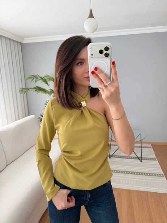Tiffany Yağ Yeşili Bluz