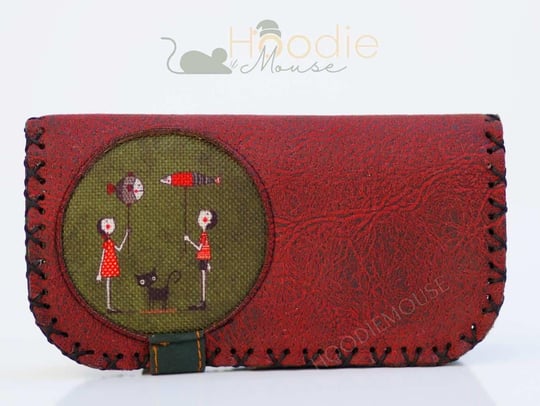 Balon Tutan Kız Figürlü Büyük Cüzdan Etnik Bohem Retro Vintage Style - BORDO