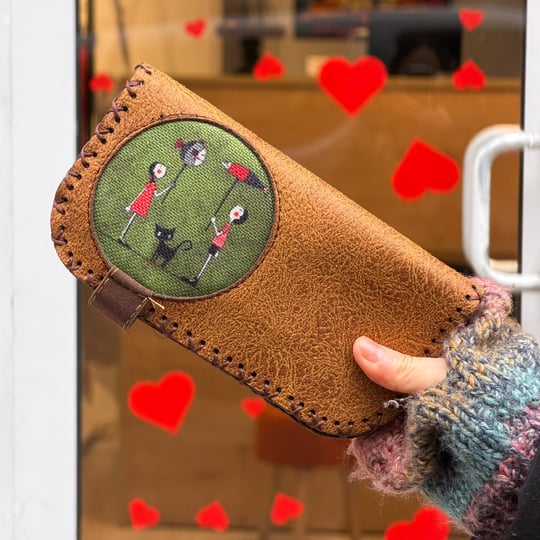 Balon Tutan Kız Figürlü Büyük Cüzdan Etnik Bohem Retro Vintage Style - HARDAL
