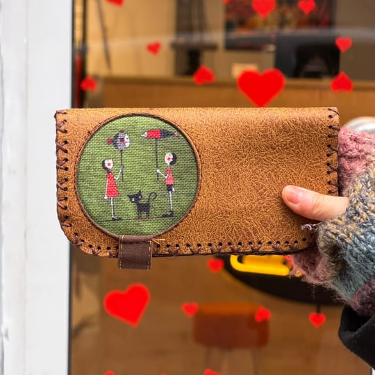 Balon Tutan Kız Figürlü Büyük Cüzdan Etnik Bohem Retro Vintage Style - HARDAL