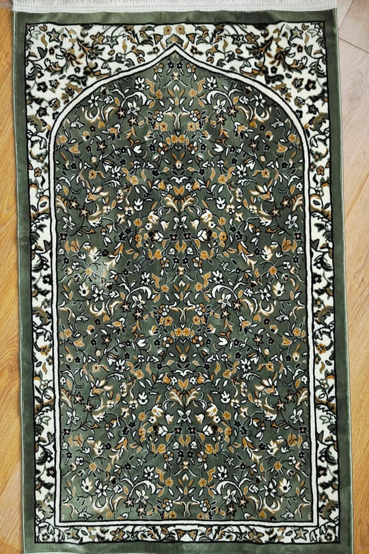 Ravza Desen Bambu İpek Seccade Yeşil