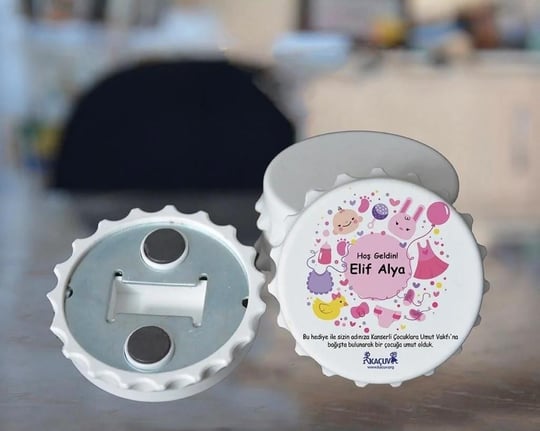 Hoş Geldin Bebek Açacak Magneti - Pembe