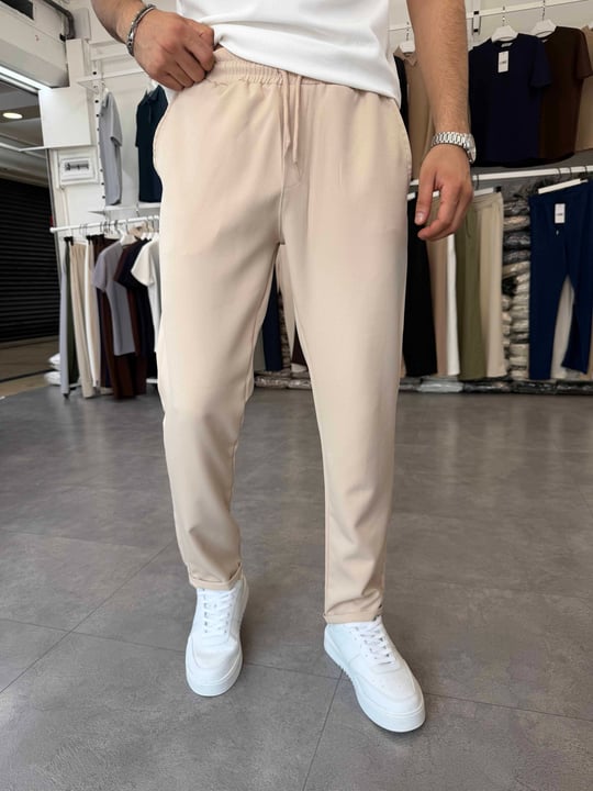 Duble Paça Jogger Pantolon Bej
