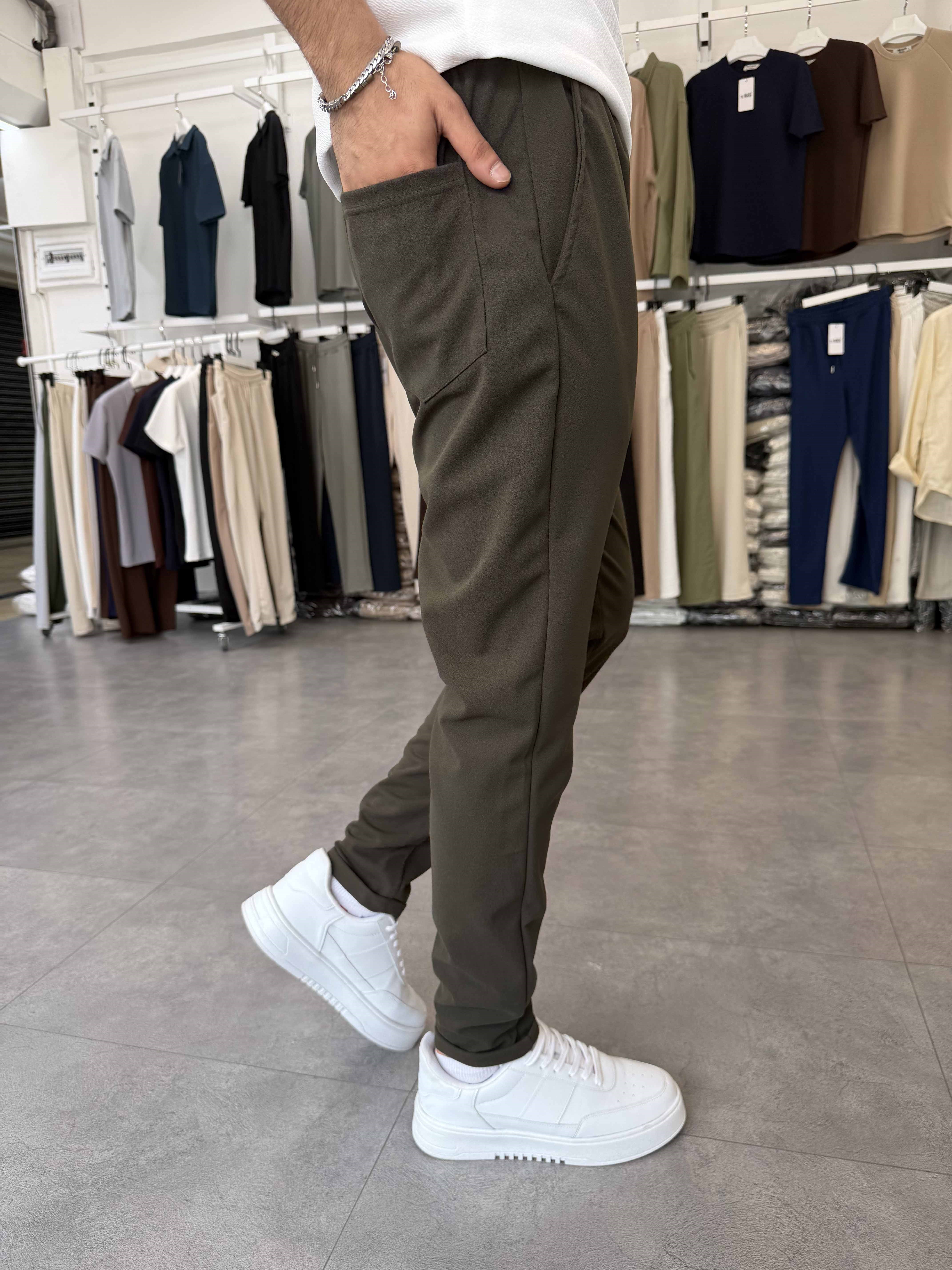 Duble Paça Jogger Pantolon Haki