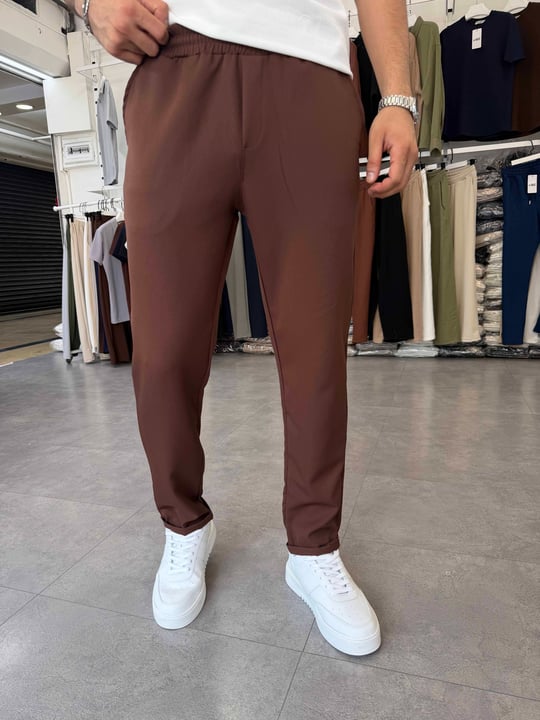 Duble Paça Jogger Pantolon Kahverengi