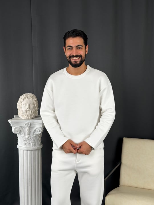 3 İplik Basic Oversize Takım Beyaz