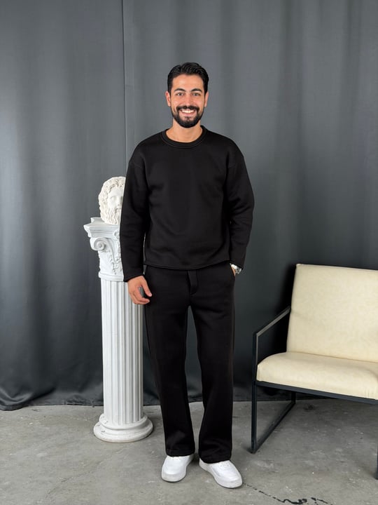 3 İplik Basic Oversize Takım Siyah