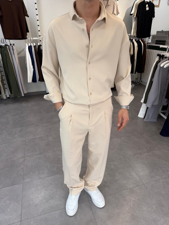 Oversize Duble Takım Bej