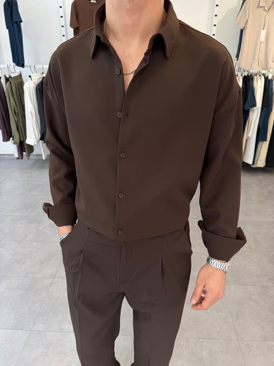 Oversize Duble Takım Kahve
