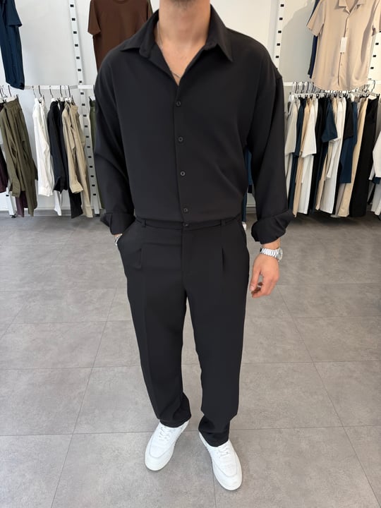 Oversize Duble Takım Siyah