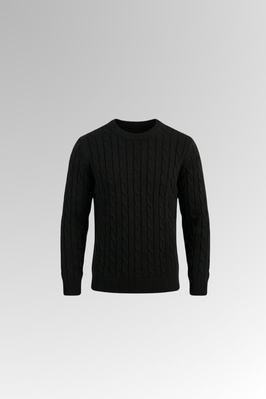 Pamuklu Saç Örme Triko Kazak Siyah