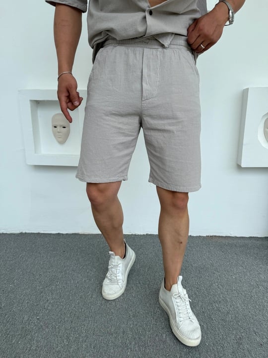 %100 KETEN ŞORT GRİ