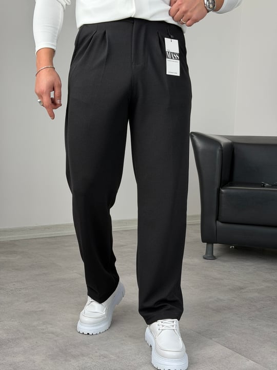 CRAP PİLELİ BAGGY PANTOLON SİYAH