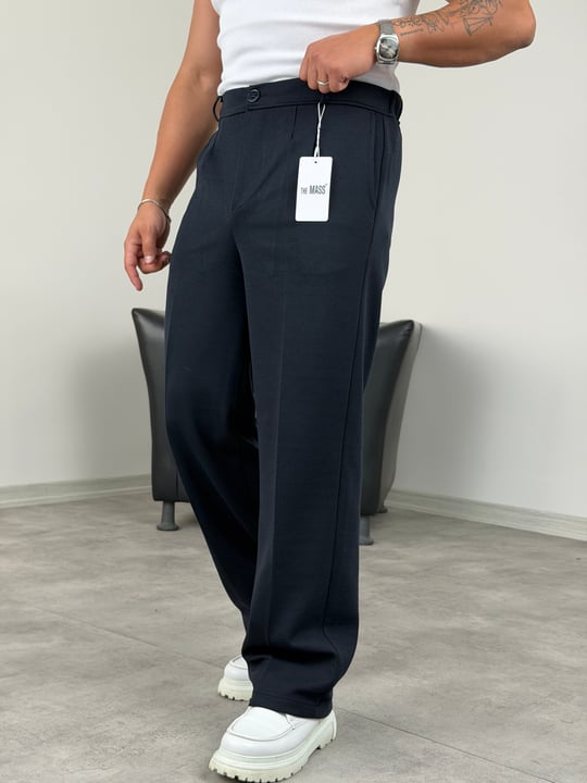 DABIL FACE KUMAŞ PİLELİ BAGGY PANTOLON LACİVERT