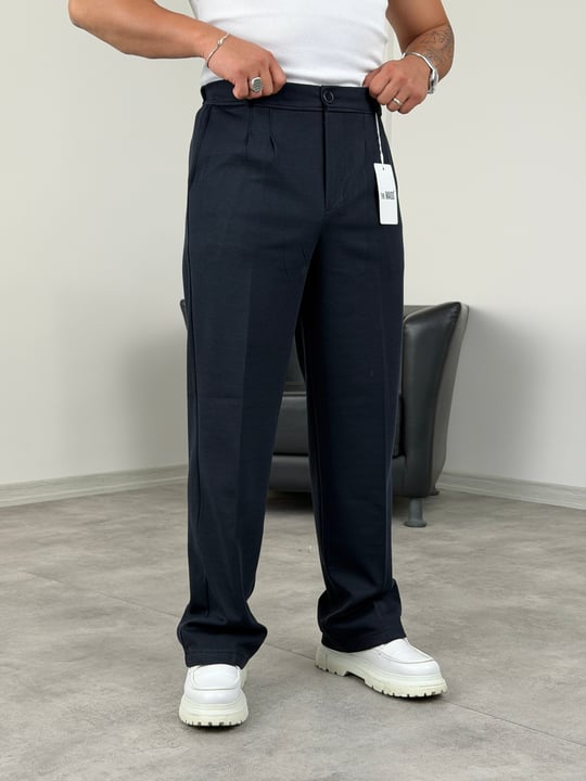 DABIL FACE KUMAŞ PİLELİ BAGGY PANTOLON LACİVERT