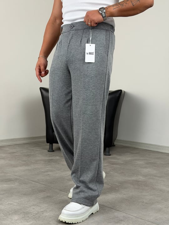 DABIL FACE KUMAŞ PİLELİ BAGGY PANTOLON KOYU GRİ