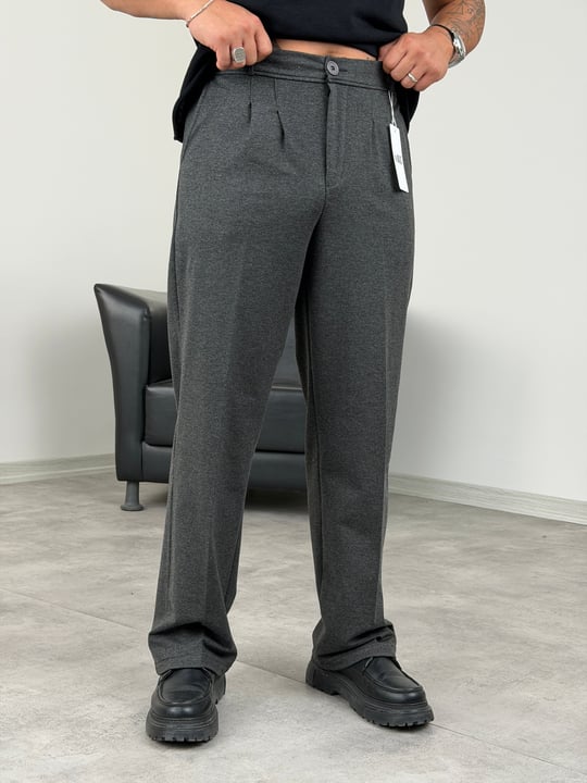 DABIL FACE KUMAŞ PİLELİ BAGGY PANTOLON ANTRASİT