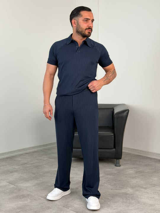 POLO YAKA ÇİZGİLİ OYS KUMAŞ TAKIM LACİVERT