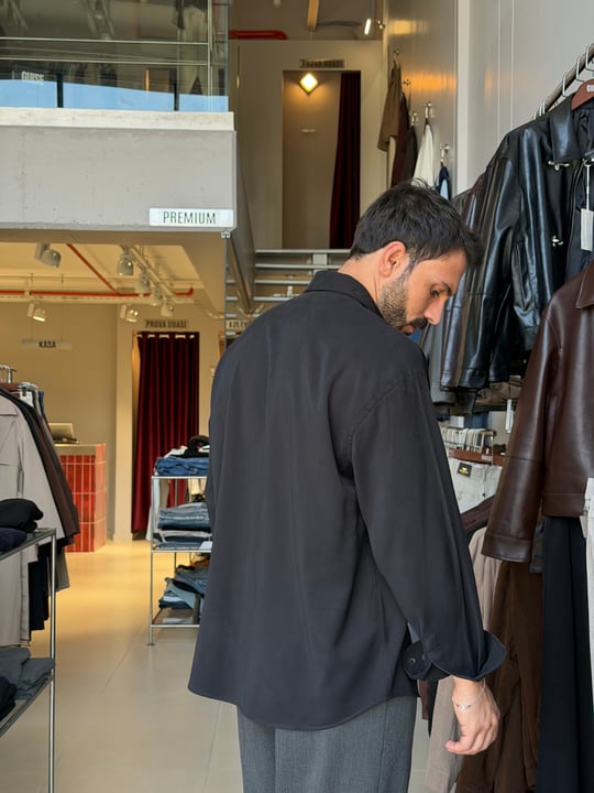 Alain Siyah Modal Gömlek