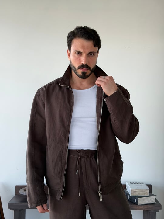 Levin Linen / Tensel Kahverengi Ceket