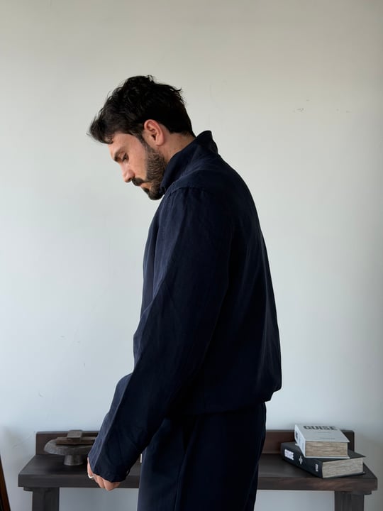 Levin Linen / Tensel Lacivert Ceket