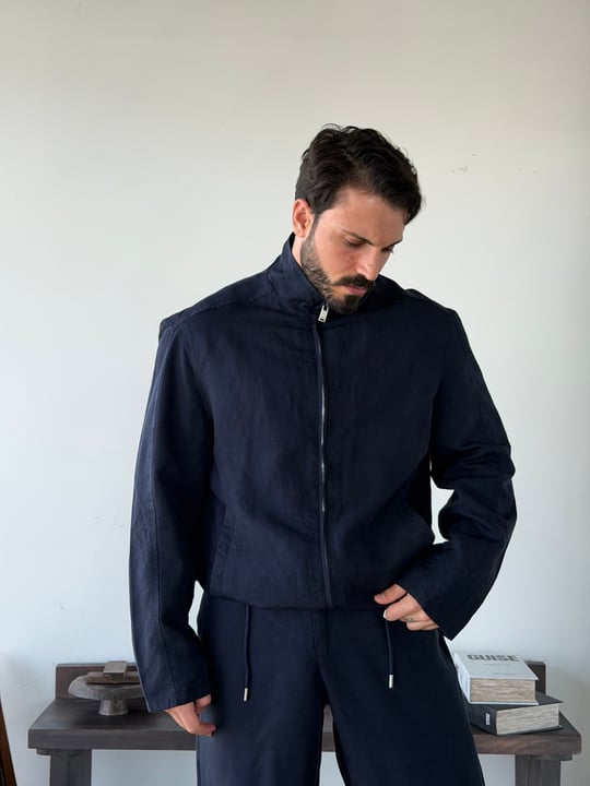 Levin Linen / Tensel Lacivert Ceket