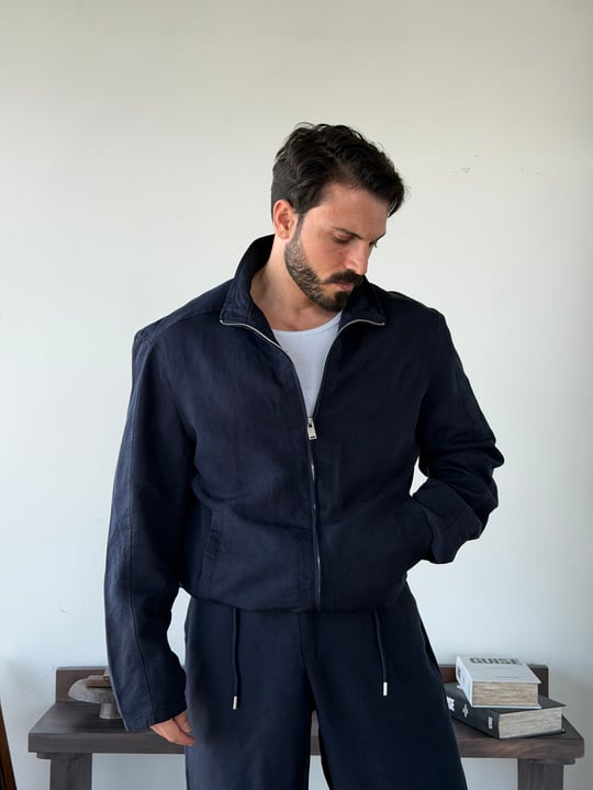 Levin Linen / Tensel Lacivert Ceket