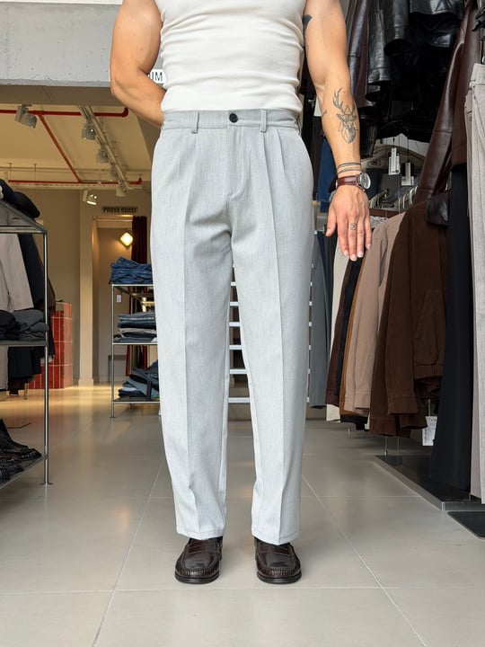 Sedna Gri Duble Kumaş Baggy Pantolon