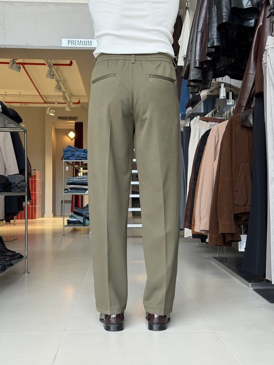 Sedna Haki Duble Kumaş Baggy Pantolon