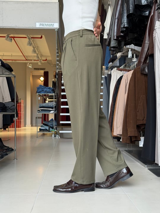 Sedna Haki Duble Kumaş Baggy Pantolon