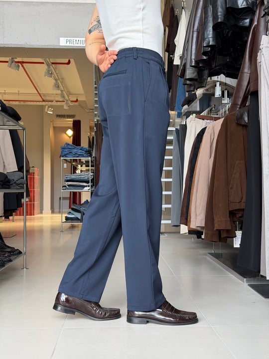 Sedna Lacivert Duble Kumaş Baggy Pantolon