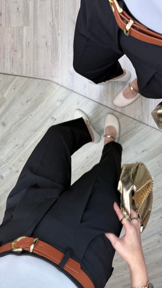 Zara Kemerli Basic Pantolon-Siyah