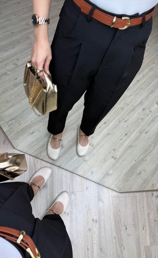 Zara Kemerli Basic Pantolon-Siyah
