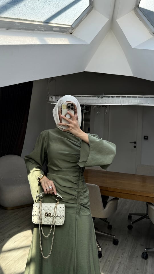 Sofia Tasarım Tensel Elbise Haki