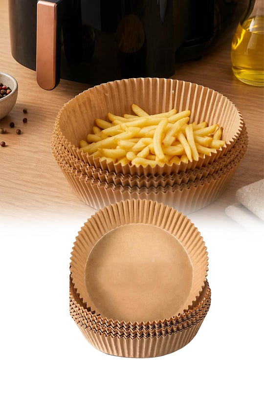 Airfryer Pişirme Kağıdı 50 Adet Yuvarlak Yağlı Kağıt Hava Fritözü Uyumlu Pratik Kullanım