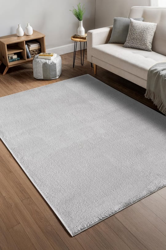 Softy Bej Yıkanabilir Kaymaz Taban Bambu Yumuşak Dokulu Peluş Kesme Halı