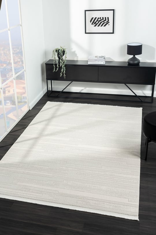 Feel FL005A Beyaz Halı Modern Desen Akrilik Tozu Az Pamuk Taban