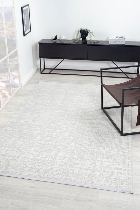 Loya LY006G Gri Halı Modern Desenli Pamuk Taban Salon Halısı Yatak Odası Mutfak Koridor