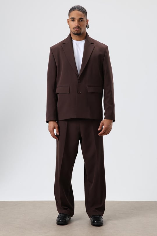Oversize  Takım Elbise Koyu Kahve