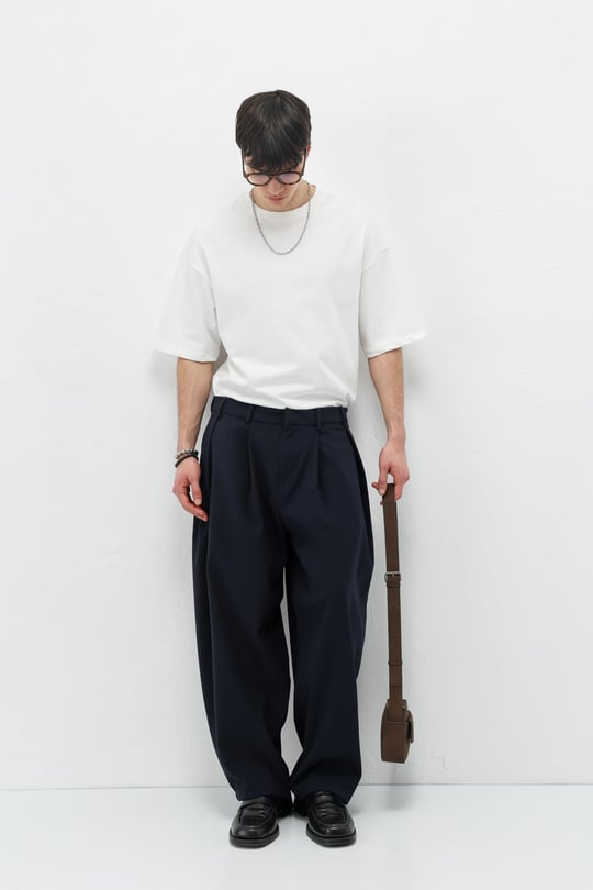 Barrel Fit Tailored Pantolon Lacivert