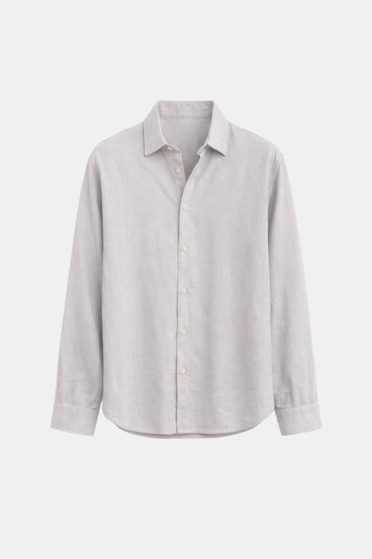 Basic Keten Oversize Gömlek Gri