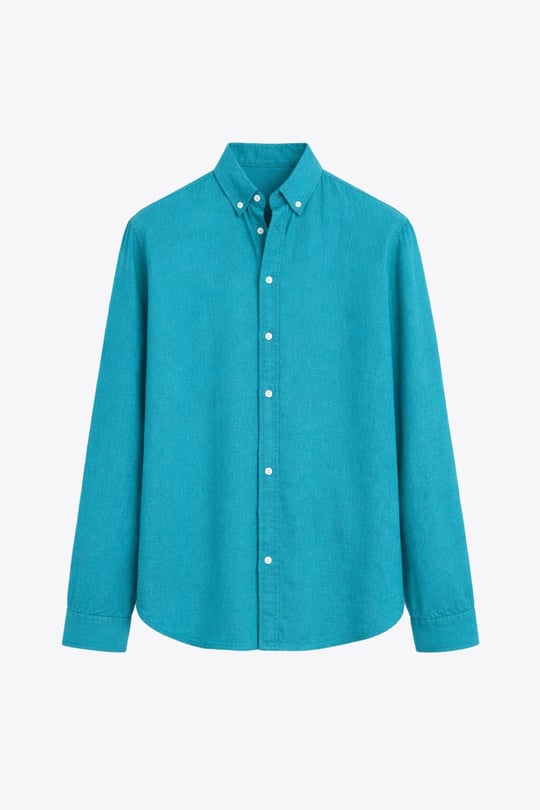 Basic Oversize Pamuk  Keten Gömlek AÇIK TURKUAZ
