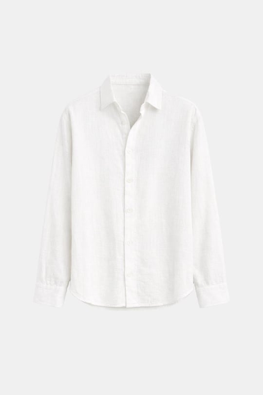 Basic Keten Oversize Gömlek Ekru