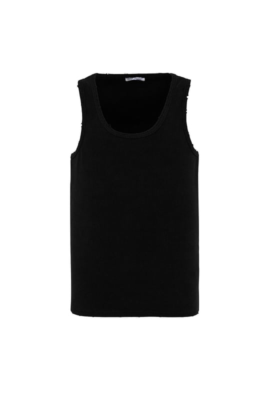 Yıkamalı Tank Top Kaşkorse Atlet Siyah