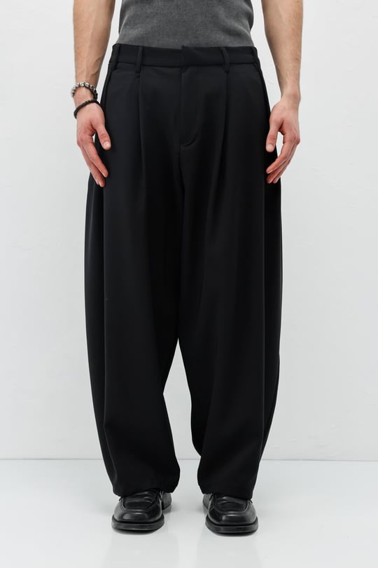 Barrel Fit Tailored Pantolon Siyah