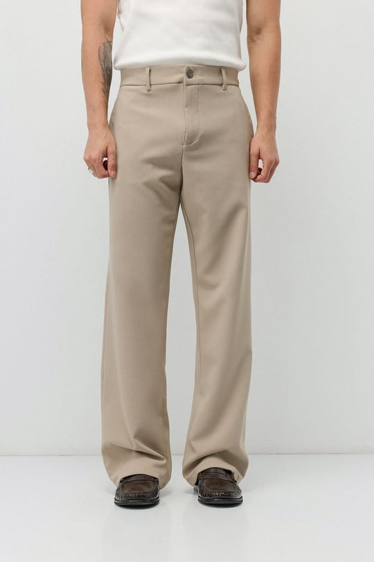 Flare Fit Kumaş Pantolon Bej