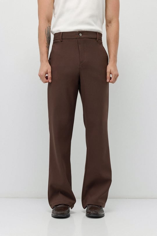 Flare Fit Kumaş Pantolon Kahve